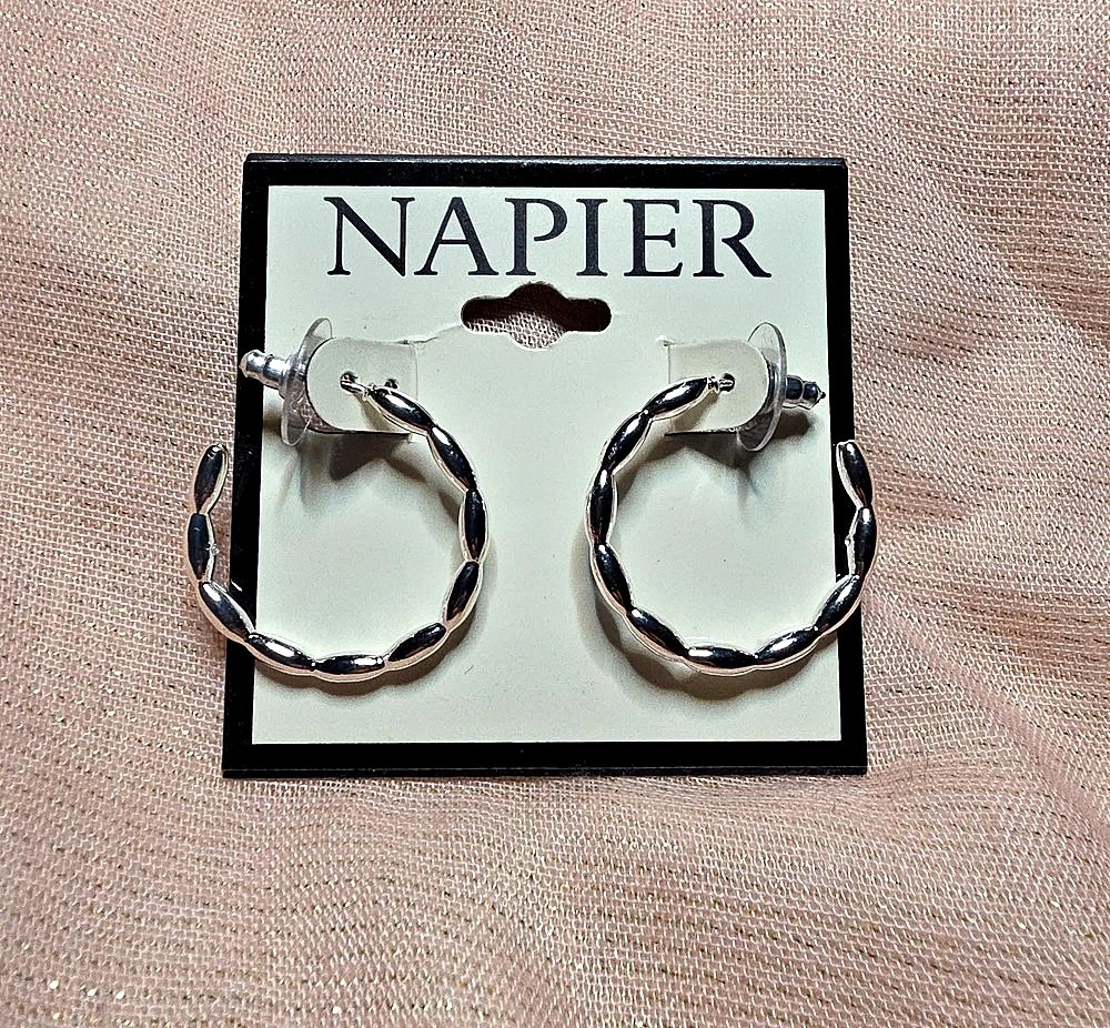 Napier Twisted Hoop Earrings in Silver NWT